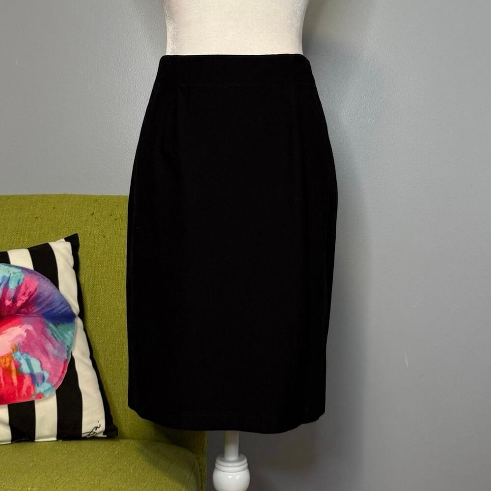 Eileen Fisher Black Crepe Pull On Straight Pencil Skirt